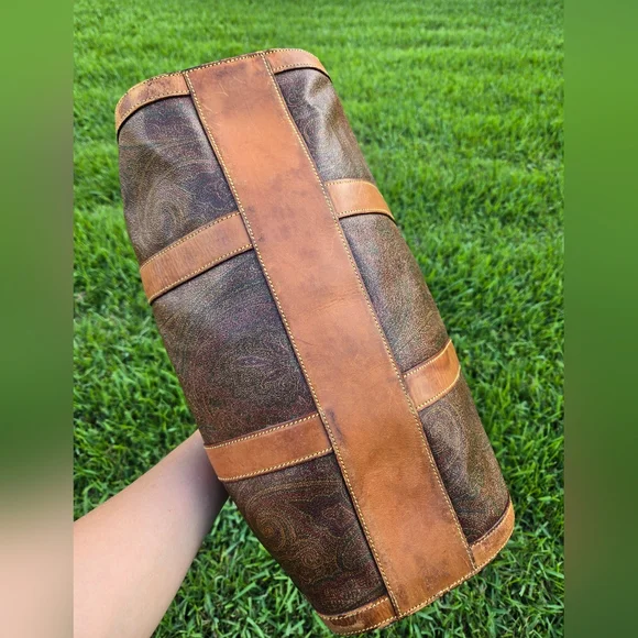 Etro Vintage 16” Travel Duffle Bag – Paisley & Leather – Rehab Project - Picture 11 of 15